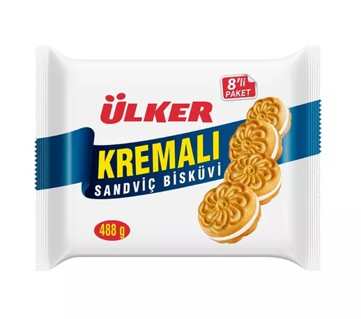 Ülker 8 li Kremalı Bisküvi Sade 488 Gr (8x61 Gr)