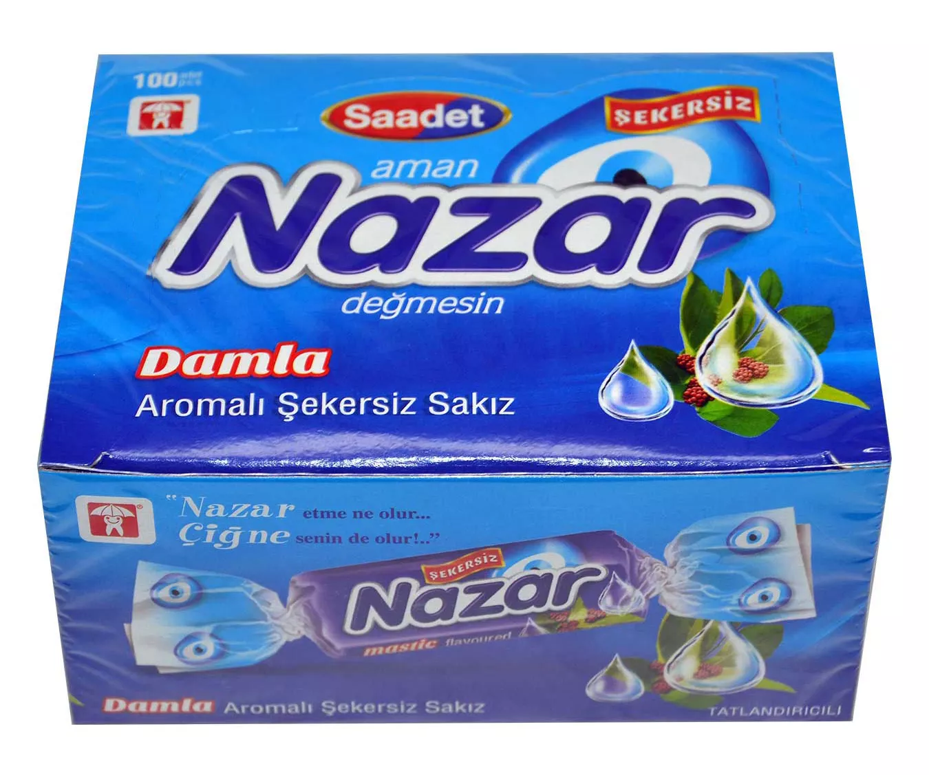 Nazar Damla Aromalı Şekersiz Sakız 100 lü Paket