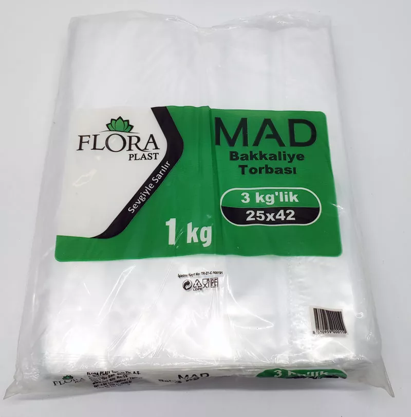 Torba Naylon 3 lük x1 kg lık Paket 26x44 CM