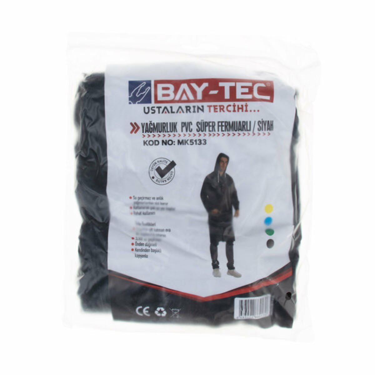 Bay-Tec Yağmurluk MK5133 Pvc Süper Fermuarlı Siyah