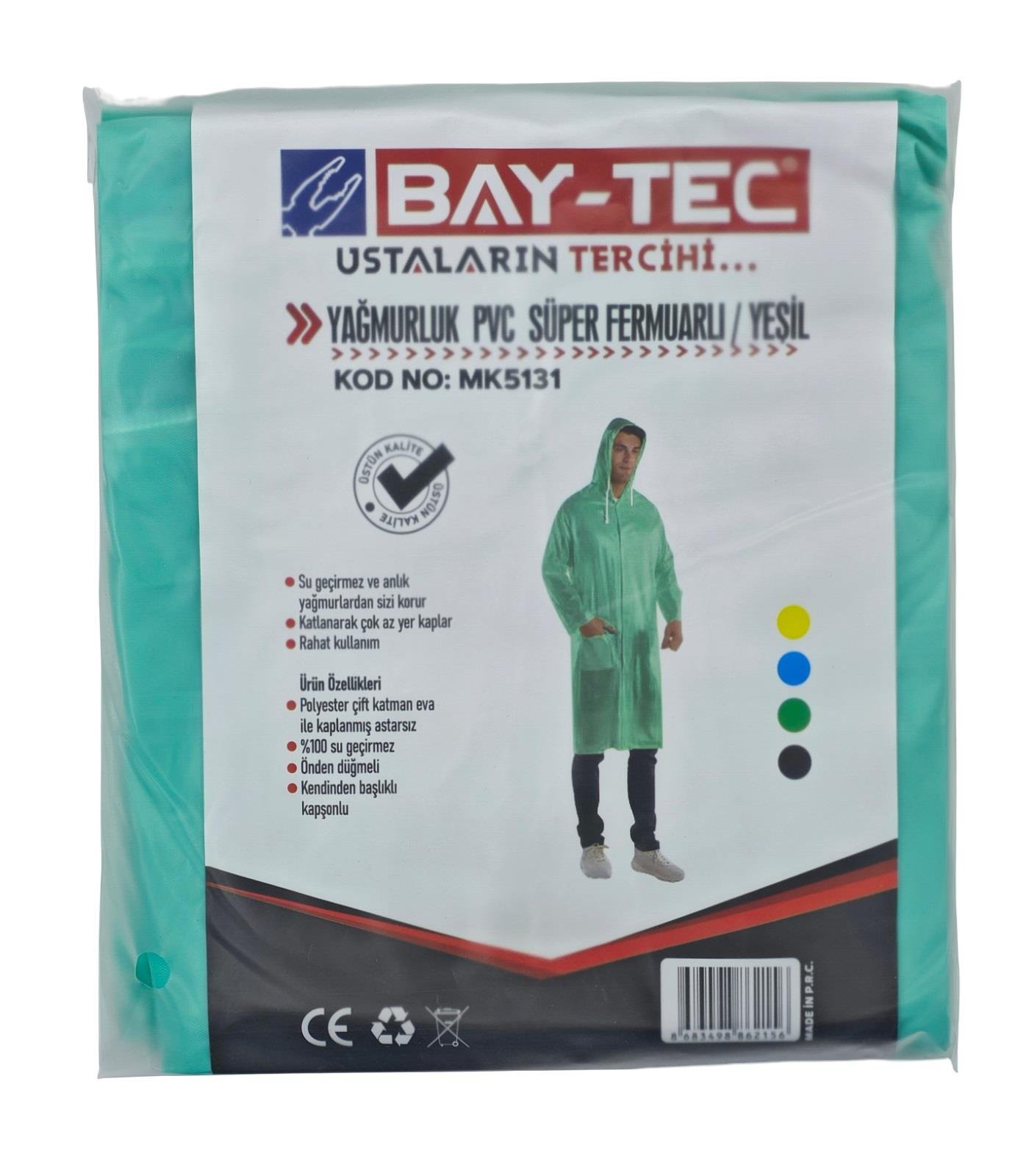 Bay-Tec Yağmurluk MK5131 Pvc Süper Fermuarlı Yeşil