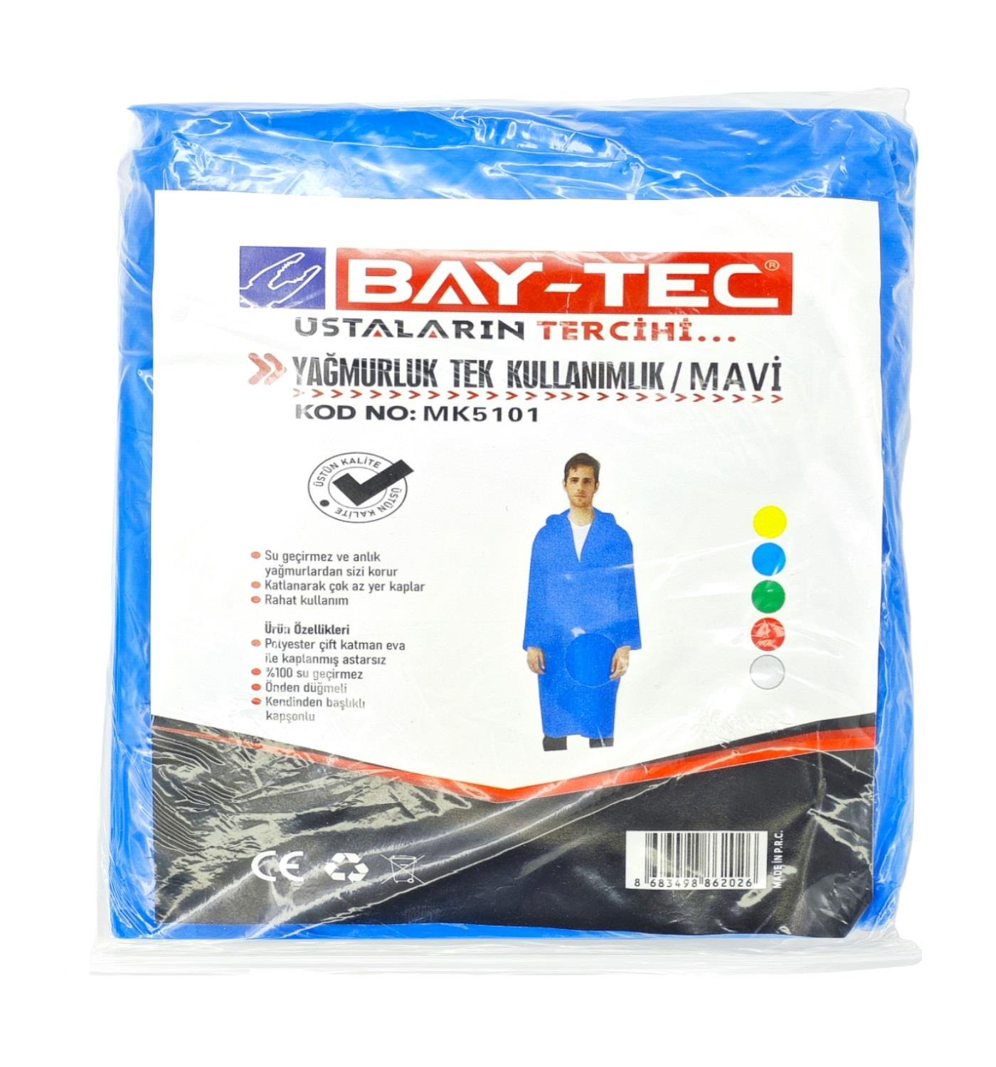 Bay-Tec Yağmurluk MK5101 Tek Kullanımlık Mavi