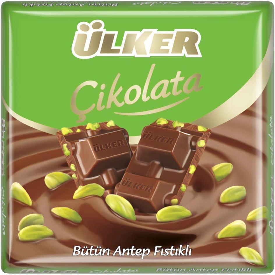 Ülker Kare Çikolata Antep Fıstıklı Sütlü 60 Gr