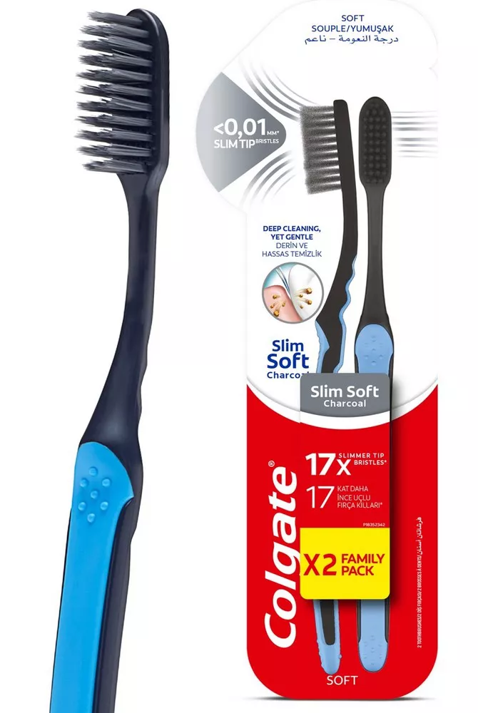 Colgate Charcoal Slim Soft 1+1 Diş Fırçası Orta