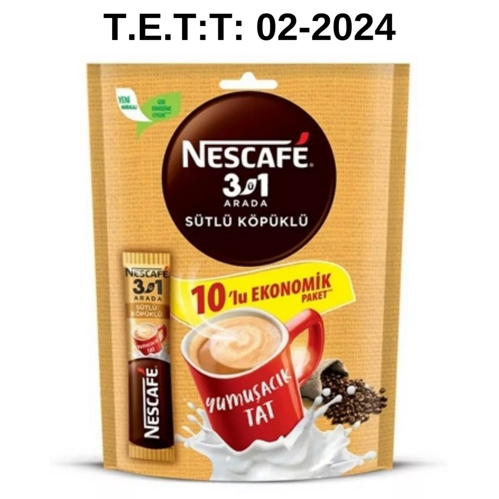 Nescafe 10 lu Poşet 3in 1 Sütlü Köpüklü 17,4 Gr