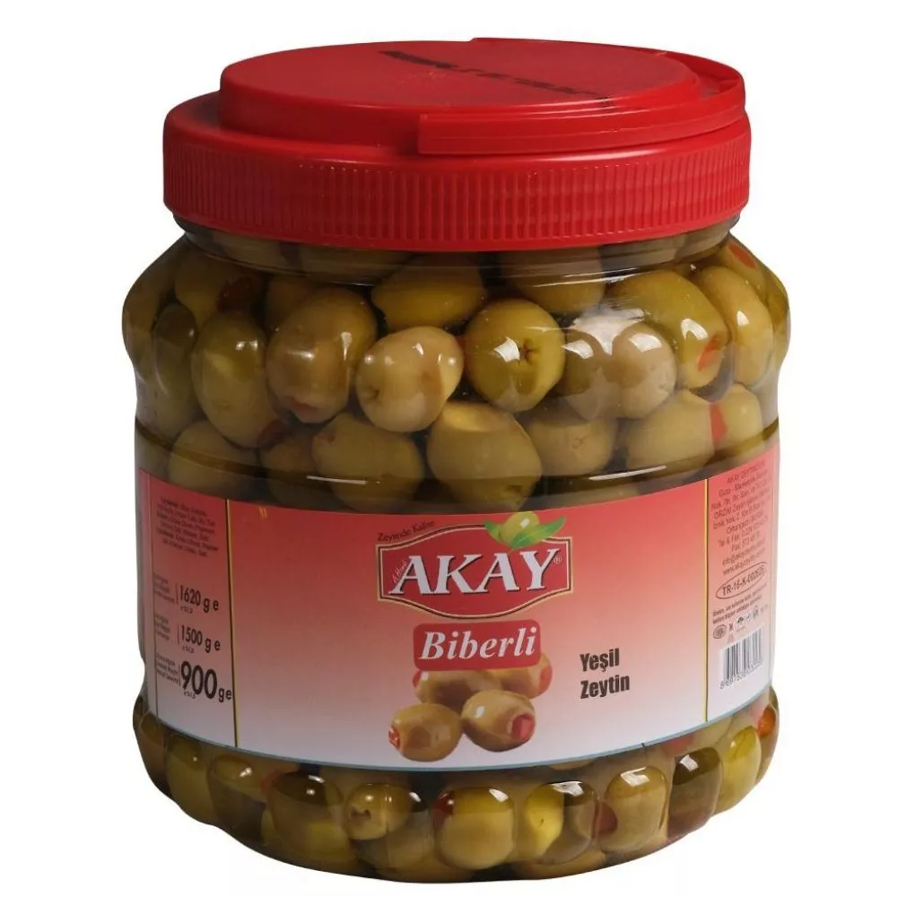 Akay 1700 Gr Pet Biberli Yeşil Zeytin 231-260 L